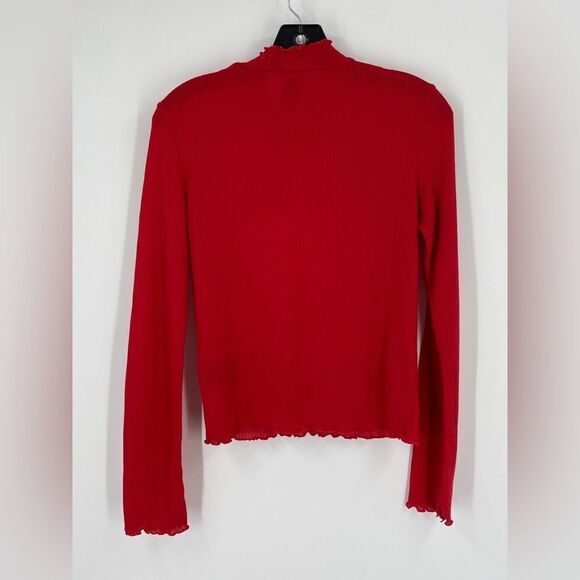 Divided Women’s Mock Neck Ribbed Knit Long Sleeve Red Top size M - Picture 3 of 3